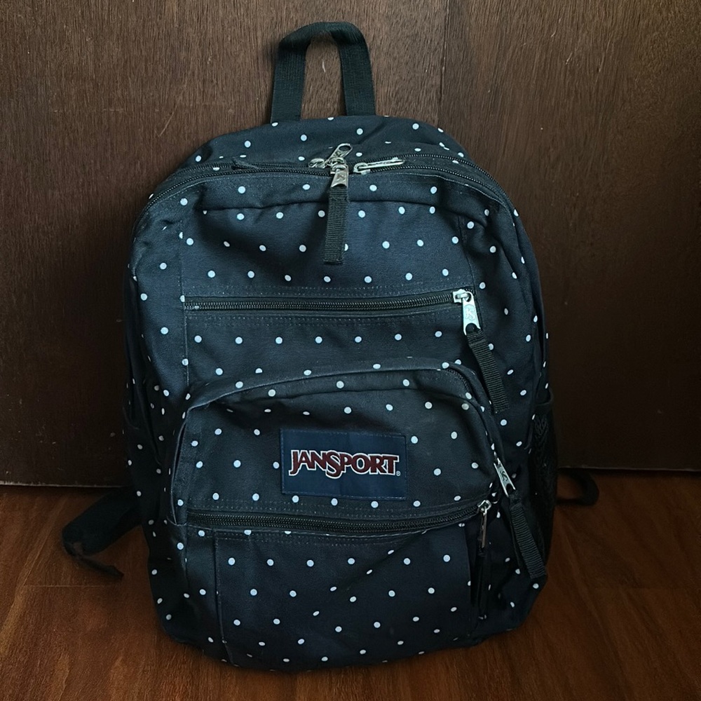 JanSport Digital Student Backpack Black & White Polka Dots